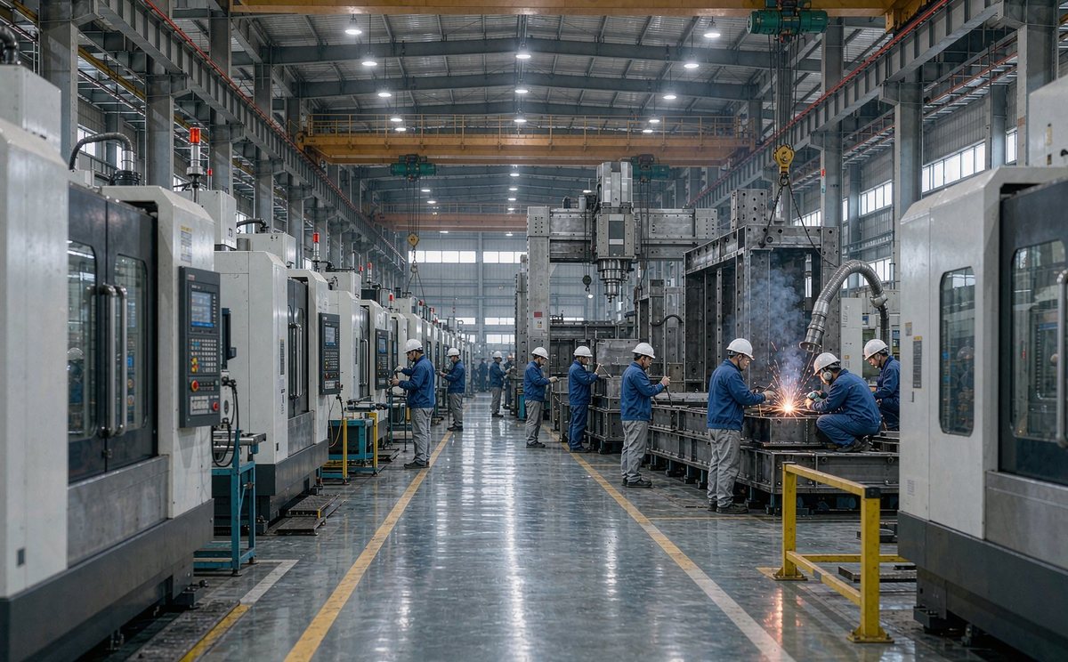 Machinery manufacturing workshop with CNC machines